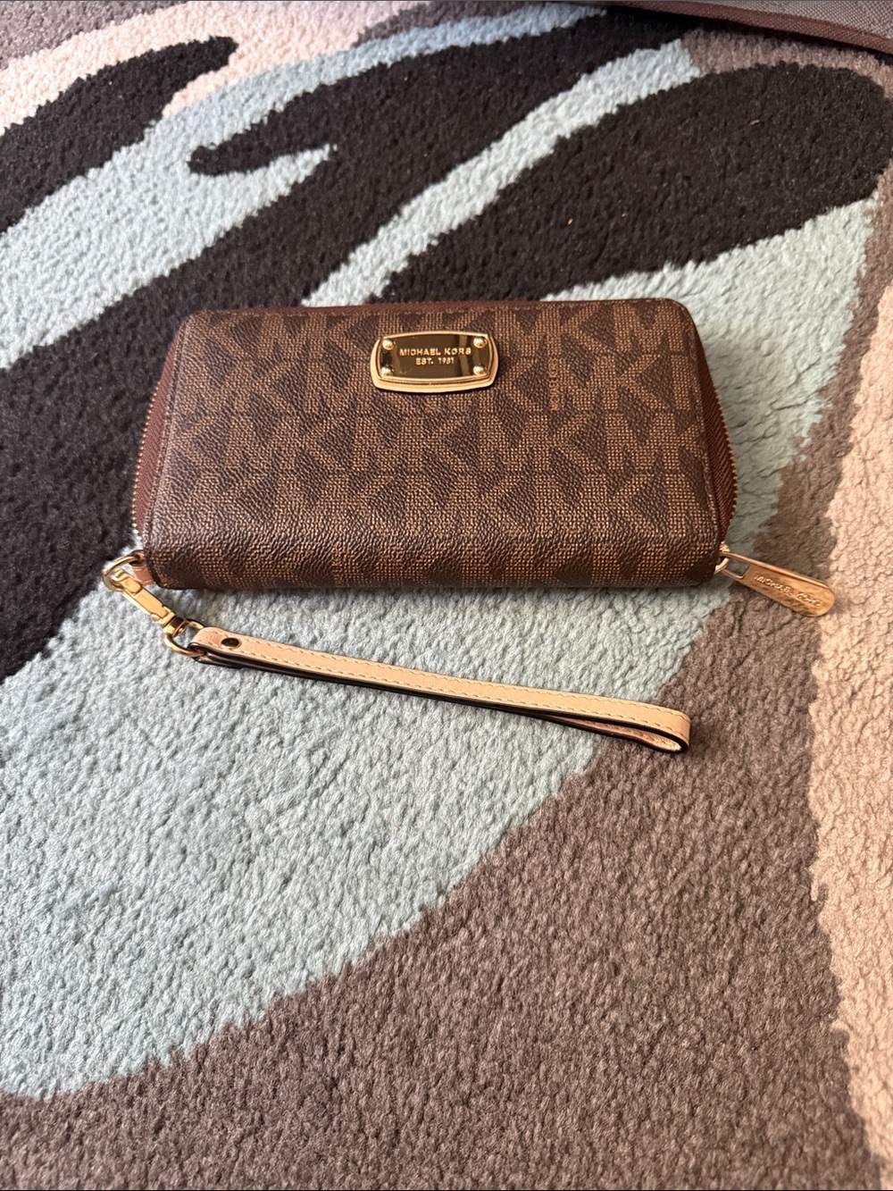 Michael Kors Brown Logo Wristlet Wallet